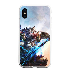 Чехол для iPhone XS Max матовый с принтом Warrior Zoomorph в Новосибирске, Силикон | Область печати: задняя сторона чехла, без боковых панелей | Тематика изображения на принте: mmorpg | perfect world | pw | амфибии | воин | древние | друид | жнец | жрец | зооморфы | идеальный мир | лучник | люди | маг | оборотень | паладин | пв | сиды | страж | стрелок | тени | шаман