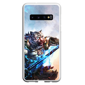 Чехол для Samsung Galaxy S10 с принтом Warrior Zoomorph в Новосибирске, Силикон | Область печати: задняя сторона чехла, без боковых панелей | mmorpg | perfect world | pw | амфибии | воин | древние | друид | жнец | жрец | зооморфы | идеальный мир | лучник | люди | маг | оборотень | паладин | пв | сиды | страж | стрелок | тени | шаман