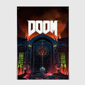 Постер с принтом DOOM - Hellgate в Новосибирске, 100% бумага
 | бумага, плотность 150 мг. Матовая, но за счет высокого коэффициента гладкости имеет небольшой блеск и дает на свету блики, но в отличии от глянцевой бумаги не покрыта лаком | Тематика изображения на принте: doom | eternal | game | gate | hell | horror | ад | врата | дум | игра | персонаж | хоррор | шутер