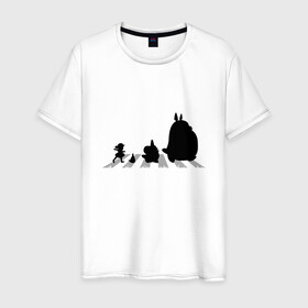 Мужская футболка хлопок с принтом Totoro Beatles в Новосибирске, 100% хлопок | прямой крой, круглый вырез горловины, длина до линии бедер, слегка спущенное плечо. | abbey road | beatles | forest | friend | ghibli | japan | keeper | miyazaki | music | nature | neigbor | neighbo | rock | totoro | анимация | аниме | битлз | гибли | друг | животные | лес | любовь | милый | мир | миядзаки | музыка | мульт | мультфильм | п