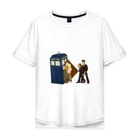 Мужская футболка хлопок Oversize с принтом Доктор Кто - The X-Files в Новосибирске, 100% хлопок | свободный крой, круглый ворот, “спинка” длиннее передней части | doctor who | the x files | доктор кто | секретные материалы | сериал  doctor who | сериал доктор кто | сериалы | фильмы