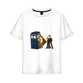 Женская футболка хлопок Oversize с принтом Доктор Кто - The X-Files в Новосибирске, 100% хлопок | свободный крой, круглый ворот, спущенный рукав, длина до линии бедер
 | doctor who | the x files | доктор кто | секретные материалы | сериал  doctor who | сериал доктор кто | сериалы | фильмы