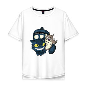 Мужская футболка хлопок Oversize с принтом Tardis Totoro в Новосибирске, 100% хлопок | свободный крой, круглый ворот, “спинка” длиннее передней части | doctor who | forest | friend | ghibli | japan | keeper | miyazaki | nature | neigbor | neighbour | tardis | totoro | анимация | аниме | гибли | доктор кто | друг | животные | кот | лес | любовь | милый | мир | миядзаки | мульт | мультфильм | приключения |