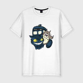 Мужская футболка хлопок Slim с принтом Tardis Totoro в Новосибирске, 92% хлопок, 8% лайкра | приталенный силуэт, круглый вырез ворота, длина до линии бедра, короткий рукав | doctor who | forest | friend | ghibli | japan | keeper | miyazaki | nature | neigbor | neighbour | tardis | totoro | анимация | аниме | гибли | доктор кто | друг | животные | кот | лес | любовь | милый | мир | миядзаки | мульт | мультфильм | приключения |
