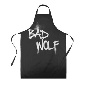 Фартук 3D с принтом Bad wolf в Новосибирске, 100% полиэстер | общий размер — 65 х 85 см, ширина нагрудника — 26 см, горловина — 53 см, длина завязок — 54 см, общий обхват в поясе — 173 см. Принт на завязках и на горловине наносится с двух сторон, на основной части фартука — только с внешней стороны | bbc | dimension | dr who | jenna coleman | jodie whittaker | matt smith | relative | resolution | space | tardis | the doctor | time | галлифрей | джоди уиттакер | доктор кто | тардис