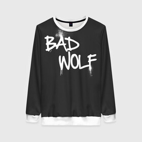 Женский свитшот 3D с принтом Bad wolf в Новосибирске, 100% полиэстер с мягким внутренним слоем | круглый вырез горловины, мягкая резинка на манжетах и поясе, свободная посадка по фигуре | Тематика изображения на принте: bbc | dimension | dr who | jenna coleman | jodie whittaker | matt smith | relative | resolution | space | tardis | the doctor | time | галлифрей | джоди уиттакер | доктор кто | тардис