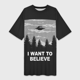 Платье-футболка 3D с принтом I want to believe в Новосибирске,  |  | believe | gillian anderson | mulder | scully | ufo | want | инопланетяне | космос | нло | пришельцы | я хочу верить