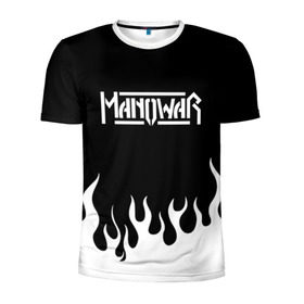 Мужская футболка 3D спортивная с принтом Manowar в Новосибирске, 100% полиэстер с улучшенными характеристиками | приталенный силуэт, круглая горловина, широкие плечи, сужается к линии бедра | man of war | manowar | music | rock | мановар | музыка | рок