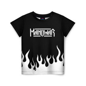 Детская футболка 3D с принтом Manowar в Новосибирске, 100% гипоаллергенный полиэфир | прямой крой, круглый вырез горловины, длина до линии бедер, чуть спущенное плечо, ткань немного тянется | man of war | manowar | music | rock | мановар | музыка | рок