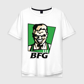 Мужская футболка хлопок Oversize с принтом BFG в Новосибирске, 100% хлопок | свободный крой, круглый ворот, “спинка” длиннее передней части | Тематика изображения на принте: bfg | doom | doom eternal | дум