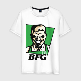 Мужская футболка хлопок с принтом BFG в Новосибирске, 100% хлопок | прямой крой, круглый вырез горловины, длина до линии бедер, слегка спущенное плечо. | bfg | doom | doom eternal | дум
