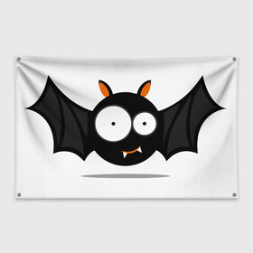 Флаг-баннер с принтом Смешная летучая мышь 1 в Новосибирске, 100% полиэстер | размер 67 х 109 см, плотность ткани — 95 г/м2; по краям флага есть четыре люверса для крепления | bat | крылатый демон | летучая мышь | мышь | прикол | смешная летучая мышь