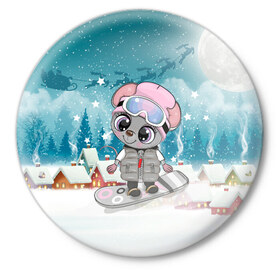 Значок с принтом Милая мышка на сноуборде в Новосибирске,  металл | круглая форма, металлическая застежка в виде булавки | Тематика изображения на принте: 2020 | mouse | rat | годкрысы | годмыши | зима | зимняя | крыса | мороз | мышка | мышь | новогодняя | новый год | новый год 2020 | рождество | симолгода | снег | холод