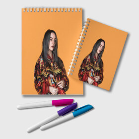 Блокнот с принтом Billie eilish (+ на спине) в Новосибирске, 100% бумага | 48 листов, плотность листов — 60 г/м2, плотность картонной обложки — 250 г/м2. Листы скреплены удобной пружинной спиралью. Цвет линий — светло-серый
 | billie | eilish | xanny | айлишь | билли