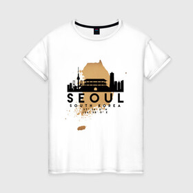 Женская футболка хлопок с принтом Сеул (Южная Корея) в Новосибирске, 100% хлопок | прямой крой, круглый вырез горловины, длина до линии бедер, слегка спущенное плечо | city | korea | seoul | travel | город | европа | карта | корея | мир | приключение | путешествие | сеул | столица | страна | туризм | турист | флаг
