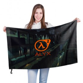 Флаг 3D с принтом half-life 2 ALYX в Новосибирске, 100% полиэстер | плотность ткани — 95 г/м2, размер — 67 х 109 см. Принт наносится с одной стороны | 