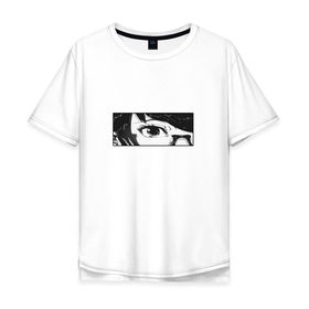Мужская футболка хлопок Oversize с принтом Токийский гуль в Новосибирске, 100% хлопок | свободный крой, круглый ворот, “спинка” длиннее передней части | anime | tokyo ghoul | аниме | глаза | девушка | мультик | мультсериал | токийский гуль