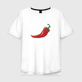Мужская футболка хлопок Oversize с принтом Перец Чили в Новосибирске, 100% хлопок | свободный крой, круглый ворот, “спинка” длиннее передней части | Тематика изображения на принте: перец | перец чили | рисунок