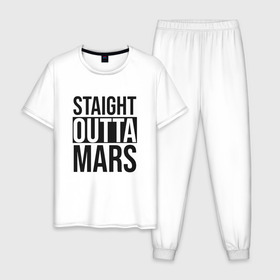 Мужская пижама хлопок с принтом Прямиком с Марса в Новосибирске, 100% хлопок | брюки и футболка прямого кроя, без карманов, на брюках мягкая резинка на поясе и по низу штанин
 | Тематика изображения на принте: earth | mars | moon | nasa | space | астронавт | гагарин | галактика | земля | инопланетянин | комета | космонавт | космос | красный | луна | марс | марсианин | метеорит | наса | нло | планета | пришелец | ракета