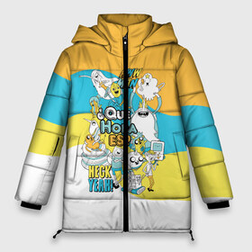 Женская зимняя куртка 3D с принтом Adventure Time в Новосибирске, верх — 100% полиэстер; подкладка — 100% полиэстер; утеплитель — 100% полиэстер | длина ниже бедра, силуэт Оверсайз. Есть воротник-стойка, отстегивающийся капюшон и ветрозащитная планка. 

Боковые карманы с листочкой на кнопках и внутренний карман на молнии | adventure time | dsgngerzen | finn | jake | princess bubblegum | бубль гум | время приключений | парнишка | пёс | пес джейк | фин | финн и джейк | финн мёртанс vdgerir | финн парнишка