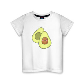 Детская футболка хлопок с принтом Авокадо в Новосибирске, 100% хлопок | круглый вырез горловины, полуприлегающий силуэт, длина до линии бедер | Тематика изображения на принте: авокадо | рисунок