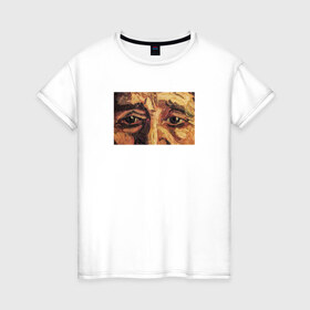 Женская футболка хлопок с принтом искусство в Новосибирске, 100% хлопок | прямой крой, круглый вырез горловины, длина до линии бедер, слегка спущенное плечо | взгляд | глаза | живопись | искусство | картина | масло | мужчина
