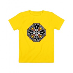 Детская футболка хлопок с принтом Кельтский крест в Новосибирске, 100% хлопок | круглый вырез горловины, полуприлегающий силуэт, длина до линии бедер | кельтские | кельтский | крест | культура | славяне