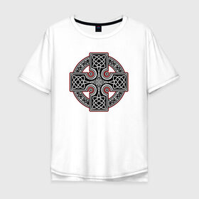 Мужская футболка хлопок Oversize с принтом Кельтский крест в Новосибирске, 100% хлопок | свободный крой, круглый ворот, “спинка” длиннее передней части | кельтские | кельтский | крест | культура | славяне