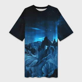 Платье-футболка 3D с принтом Северное сияние в Новосибирске,  |  | galaxy | nasa | nebula | space | star | абстракция | вселенная | галактика | звезда | звезды | космический | наса | планеты