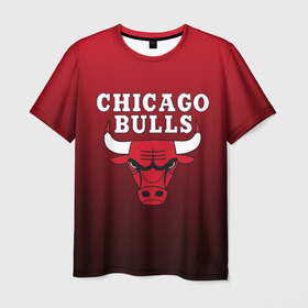 Мужская футболка 3D с принтом CHICAGO BULLS в Новосибирске, 100% полиэфир | прямой крой, круглый вырез горловины, длина до линии бедер | Тематика изображения на принте: bulls | chicago | chicago bulls | nba | red bulls | usa | америка | быки | нба | сша | чикаго буллс