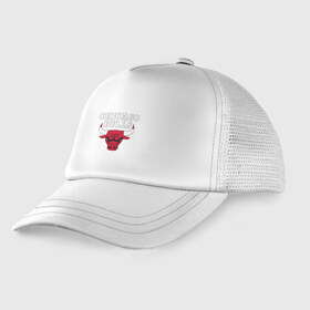 Детская кепка тракер с принтом CHICAGO BULLS в Новосибирске, Козырек - 100% хлопок. Кепка - 100% полиэстер, Задняя часть - сетка | универсальный размер, пластиковая застёжка | Тематика изображения на принте: bulls | chicago | chicago bulls | nba | red bulls | usa | америка | быки | нба | сша | чикаго буллс