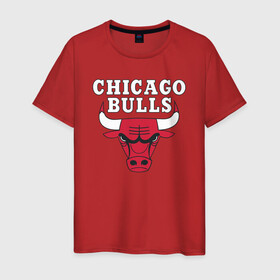 Мужская футболка хлопок с принтом CHICAGO BULLS в Новосибирске, 100% хлопок | прямой крой, круглый вырез горловины, длина до линии бедер, слегка спущенное плечо. | bulls | chicago | chicago bulls | nba | red bulls | usa | америка | быки | нба | сша | чикаго буллс