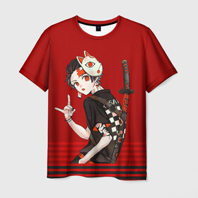Мужская футболка 3D с принтом Demon Slayer в Новосибирске, 100% полиэфир | прямой крой, круглый вырез горловины, длина до линии бедер | anime | demon slayer | kimetsu no yaiba | аниме | клинок рассекающий демонов