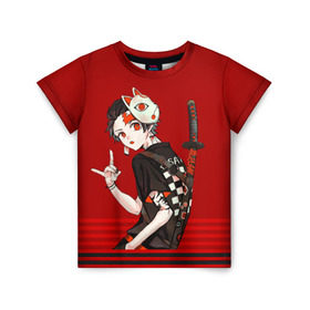 Детская футболка 3D с принтом Demon Slayer в Новосибирске, 100% гипоаллергенный полиэфир | прямой крой, круглый вырез горловины, длина до линии бедер, чуть спущенное плечо, ткань немного тянется | anime | demon slayer | kimetsu no yaiba | аниме | клинок рассекающий демонов