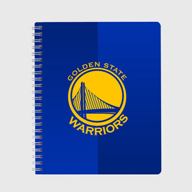 Тетрадь с принтом GOLDEN STATE WARRIORS в Новосибирске, 100% бумага | 48 листов, плотность листов — 60 г/м2, плотность картонной обложки — 250 г/м2. Листы скреплены сбоку удобной пружинной спиралью. Уголки страниц и обложки скругленные. Цвет линий — светло-серый
 | golden state | golden state warriors | gsw | nba | usa | америка | голден стэйт уорриорз | гсв | нба | сша