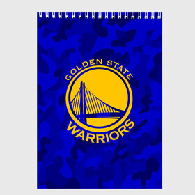 Скетчбук с принтом GOLDEN STATE WARRIORS в Новосибирске, 100% бумага
 | 48 листов, плотность листов — 100 г/м2, плотность картонной обложки — 250 г/м2. Листы скреплены сверху удобной пружинной спиралью | Тематика изображения на принте: golden state | golden state warriors | gsw | nba | usa | америка | голден стэйт уорриорз | гсв | нба | сша