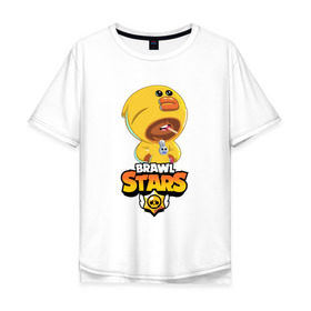 Мужская футболка хлопок Oversize с принтом BRAWL STARS SALLY LEON. в Новосибирске, 100% хлопок | свободный крой, круглый ворот, “спинка” длиннее передней части | brawl stars | leon | moba | sally leon | бравл старс | жанр | игра | леон | утка
