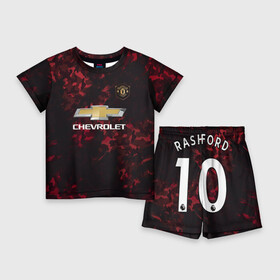 Детский костюм с шортами 3D с принтом Rashford Manchester United в Новосибирске,  |  | champions | football | manchester | manchester united | rashford | soccer | united | лига чемпионов | манчестер | манчестер юнайтед | рэшфорд | форма | формы | футбол | юнайтед