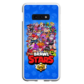 Чехол для Samsung S10E с принтом BRAWL STARS ВСЕ ПЕРСОНАЖИ в Новосибирске, Силикон | Область печати: задняя сторона чехла, без боковых панелей | brawl stars | bull | colt | crow | leon | leon shark | shark | stars | акула | берли | ворон | динамайк | кольт | леон | леон акула | нита | спайк | шелли | эль примо