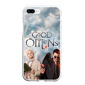 Чехол для iPhone 7Plus/8 Plus матовый с принтом Good Omens в Новосибирске, Силикон | Область печати: задняя сторона чехла, без боковых панелей | aziraphale | crowley | david | demon | good | omens | pratchett | tennant | terry | азирафаэль | ангел | благие | демон | дэвид | знамения | кроули | майкл шин | пратчетт | теннант | терри