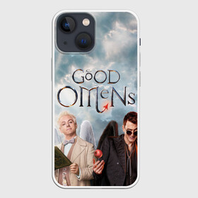 Чехол для iPhone 13 mini с принтом Good Omens в Новосибирске,  |  | aziraphale | crowley | david | demon | good | omens | pratchett | tennant | terry | азирафаэль | ангел | благие | демон | дэвид | знамения | кроули | майкл шин | пратчетт | теннант | терри