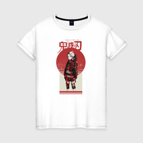 Женская футболка хлопок с принтом Аниме Demon Slayer в Новосибирске, 100% хлопок | прямой крой, круглый вырез горловины, длина до линии бедер, слегка спущенное плечо | anime | demon slayer | kimetsu no yaiba | аниме | клинок рассекающий демонов