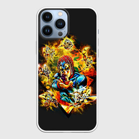 Чехол для iPhone 13 Pro Max с принтом JoJo Bizarre Adventure в Новосибирске,  |  | Тематика изображения на принте: aureo | battle tendency | blood | crusaders | dio | giorno | giovanna | golden | jjba | jojo memes | jojos | jotaro | manga | phantom | stardust | vento aureo | wind | джо джо | манга