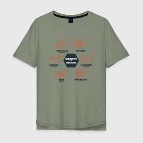 Мужская футболка хлопок Oversize с принтом Химия в Новосибирске, 100% хлопок | свободный крой, круглый ворот, “спинка” длиннее передней части | biology | geek | science | биология | гик | молекула | молекулы | наука | физика | химия