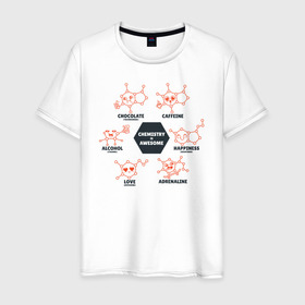 Мужская футболка хлопок с принтом Химия в Новосибирске, 100% хлопок | прямой крой, круглый вырез горловины, длина до линии бедер, слегка спущенное плечо. | biology | geek | science | биология | гик | молекула | молекулы | наука | физика | химия