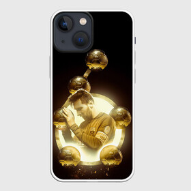 Чехол для iPhone 13 mini с принтом Месси шестикратный в Новосибирске,  |  | argentina | barcelona | football | golden ball | leo | lionel messi | аргентина | барселона | золотой мяч | лео | лионель месси | футбол