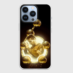 Чехол для iPhone 13 Pro с принтом Месси шестикратный в Новосибирске,  |  | Тематика изображения на принте: argentina | barcelona | football | golden ball | leo | lionel messi | аргентина | барселона | золотой мяч | лео | лионель месси | футбол