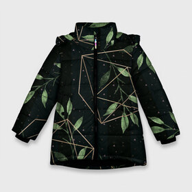 Зимняя куртка для девочек 3D с принтом Геометрия в природе в Новосибирске, ткань верха — 100% полиэстер; подклад — 100% полиэстер, утеплитель — 100% полиэстер. | длина ниже бедра, удлиненная спинка, воротник стойка и отстегивающийся капюшон. Есть боковые карманы с листочкой на кнопках, утяжки по низу изделия и внутренний карман на молнии. 

Предусмотрены светоотражающий принт на спинке, радужный светоотражающий элемент на пуллере молнии и на резинке для утяжки. | абстрактное | белое | ветви | ветвь | ветка | геометрические фигуры | желтое | зелёное | капли | листок | листья | природа | точки | чёрное