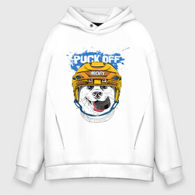 Мужское худи Oversize хлопок с принтом Hockey Dog в Новосибирске, френч-терри — 70% хлопок, 30% полиэстер. Мягкий теплый начес внутри —100% хлопок | боковые карманы, эластичные манжеты и нижняя кромка, капюшон на магнитной кнопке | Тематика изображения на принте: art | dog | dog in the helmet | dog with the puck | doggie | helmet | hockey | puck | арт | пёс | пёсик | собака | собака в шлеме | собака с шайбой | собачка | хоккей | шайба | шлем