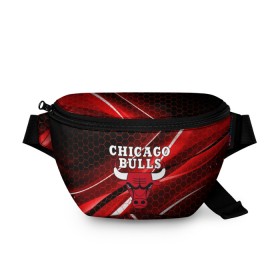 Поясная сумка 3D с принтом CHICAGO BULLS в Новосибирске, 100% полиэстер | плотная ткань, ремень с регулируемой длиной, внутри несколько карманов для мелочей, основное отделение и карман с обратной стороны сумки застегиваются на молнию | bulls | chicago | chicago bulls | nba | red bulls | usa | америка | быки | нба | сша | чикаго буллс
